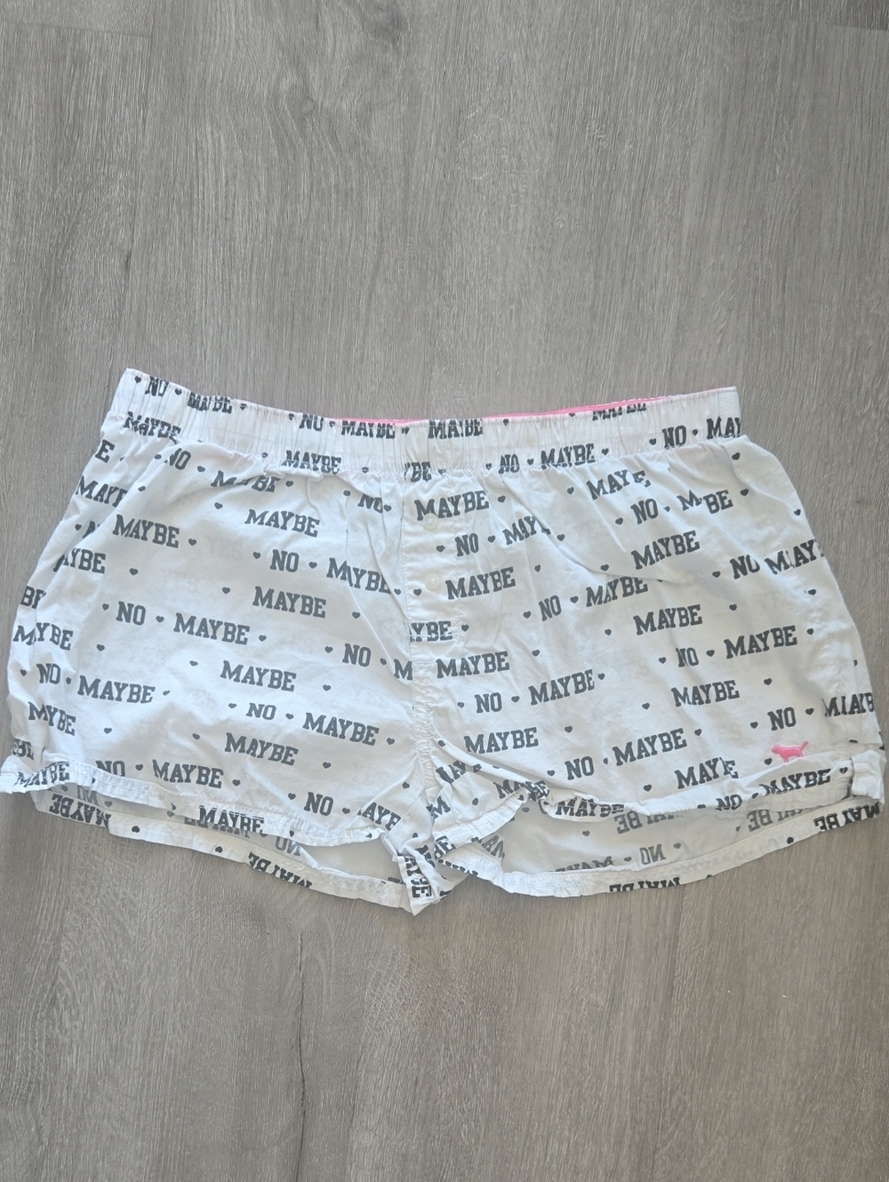 PINK Victoria's Secret White Sleep Shorts with Pink Logo Trim